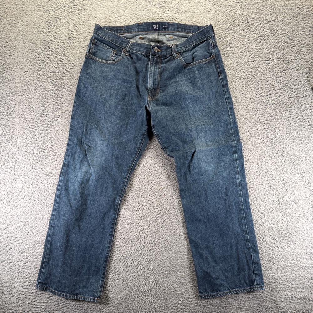 Gap 1969 Jeans Mens 36x30 Blue Cotton Denim Straight Baggy Travel Faded Workwear